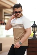 Erkek çizgi Desenli Yakalı Kısa Kollu T-shirt resmi